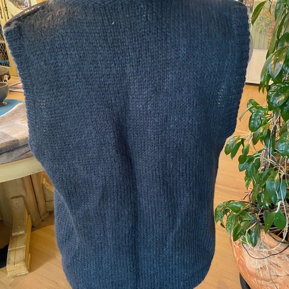 Women's Des Petits Hauts Mohair Dark Teal Sweater Vest - Picture 3 of 8